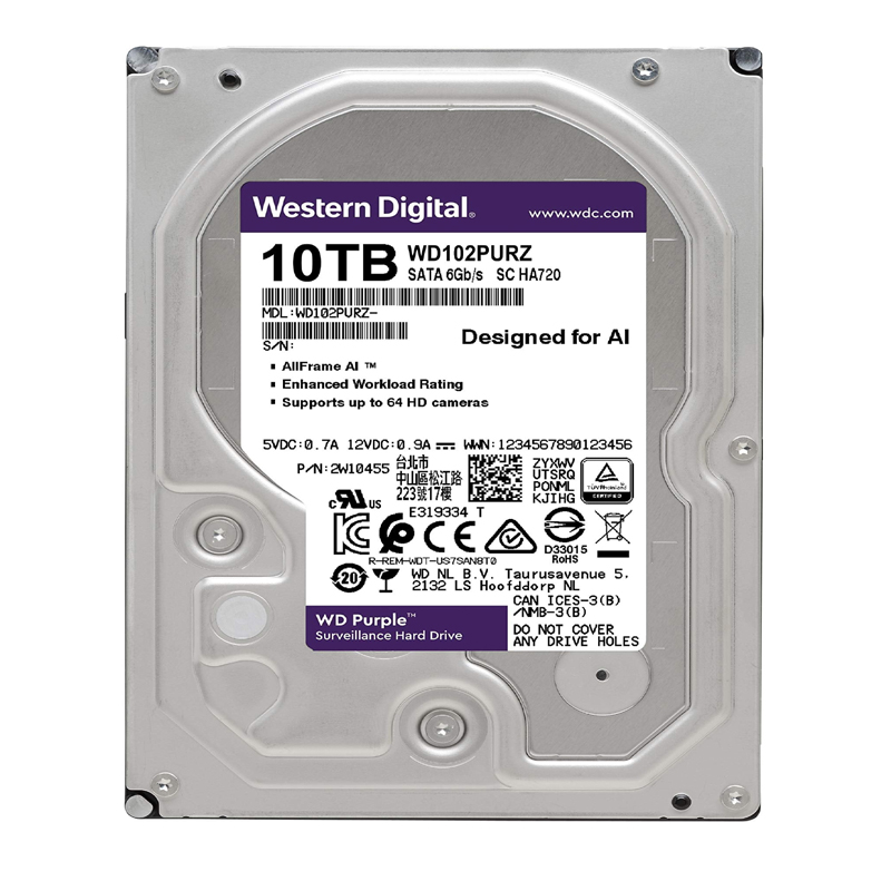 هارددیسک اینترنال وسترن دیجیتال مدل Purple WD101PURP ظرفیت 10 ترابایت کارکرده